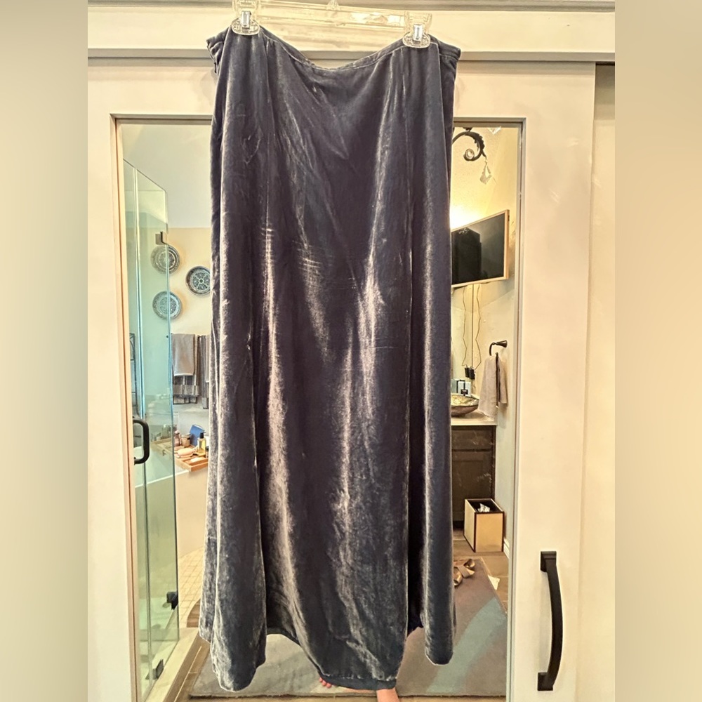 “Fei” velvet-like maxi skirt in cornflower blue. Size 12.